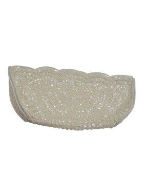 Vintage La Regale Cream Scalloped Sequin Clutch Handbag Formal Made In Japan 10"